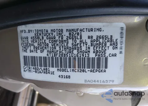 2001 Toyota Avalon Xls from USA, damaged, VIN 4T1BF28B51U161913